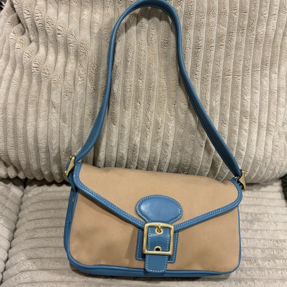 Coach Blue and Tan Leather Legacy Demi flap - Picture 1 of 8
